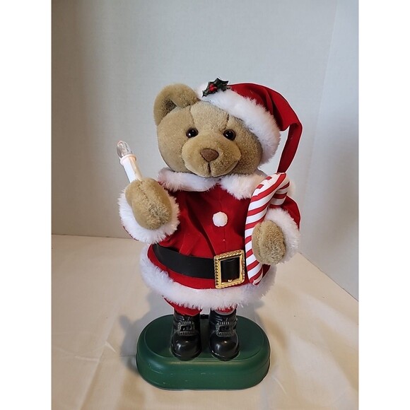Avon Teddy Bear Santa Animated Musical Christmas Figure Vintage 1996 Works - Picture 1 of 16